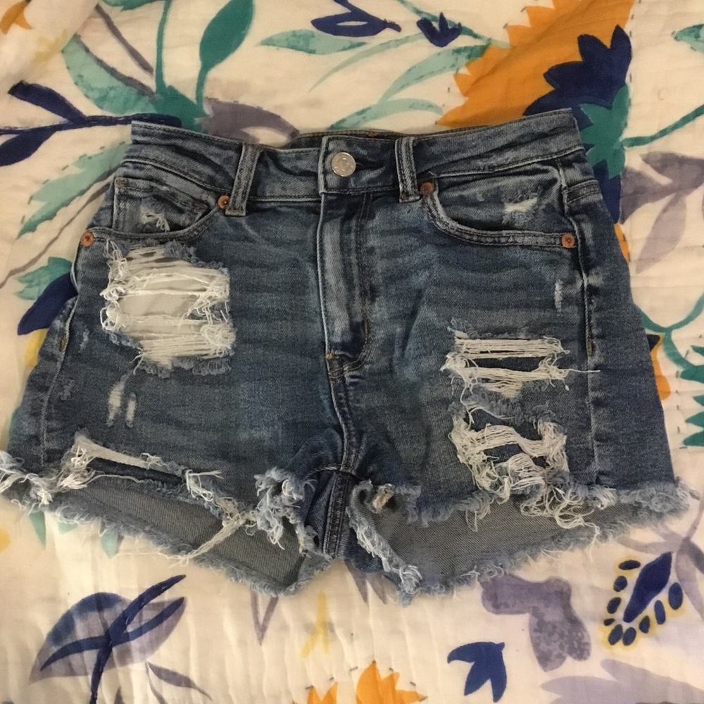 American Eagle Outfitters Distressed Denim Jean Shorts - Blue
